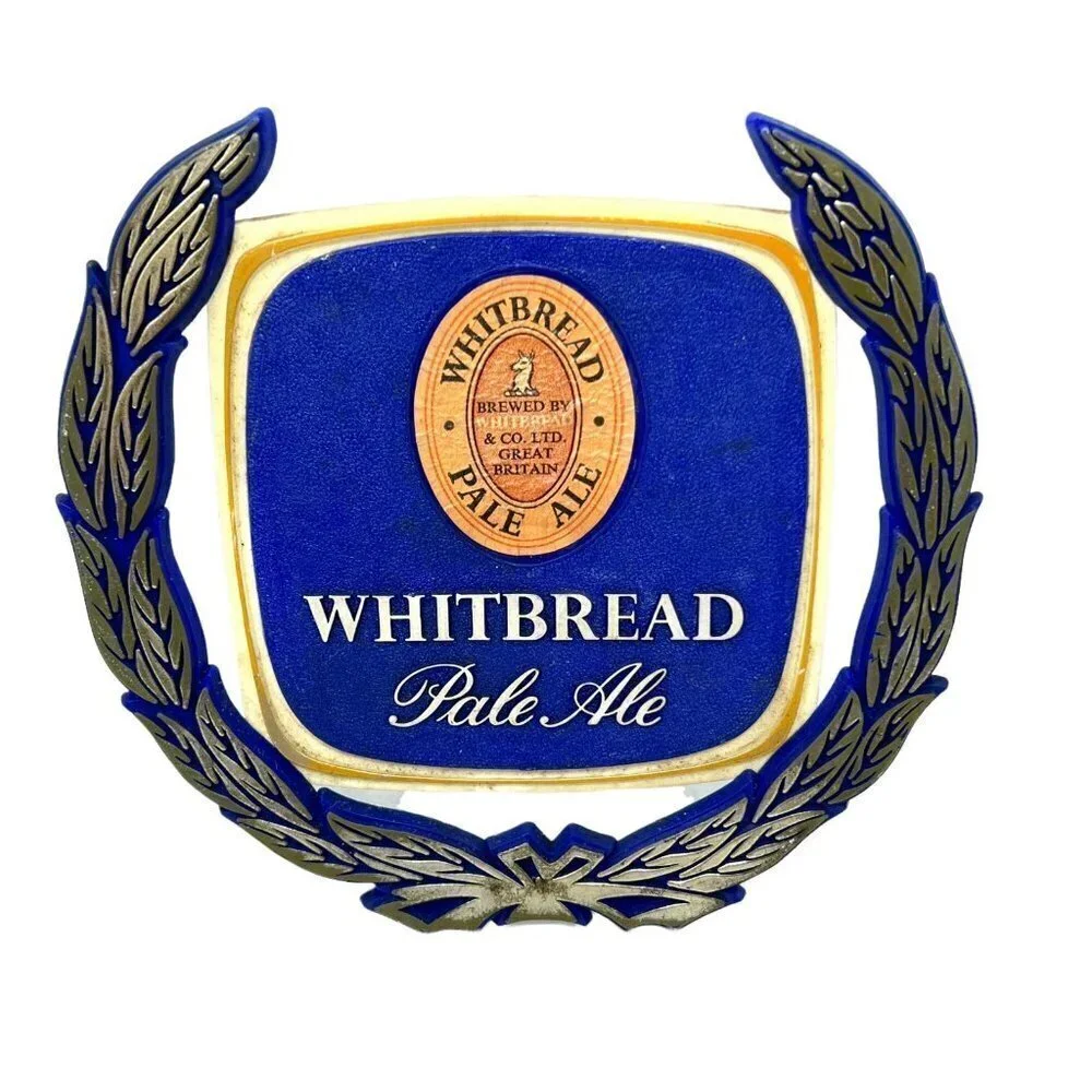 Whitbread Pale Ale Beer Sign Plastic Blue Made in England 6 1/2 x‎ 6 1/2